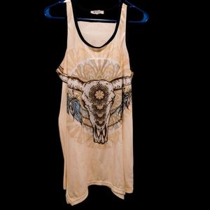 Michael Taylor S/M Women's Embellished Longhorn Skull Tank Top